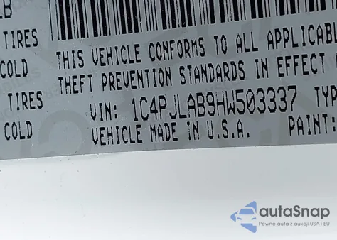 2017 Jeep Cherokee Sport Fwd из США, поврежденный, VIN 1C4PJLAB9HW503337